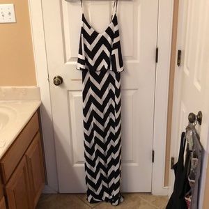 black & white chevron maxi dress